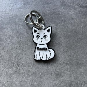 Sleutelhanger hartje met poes die we kunnen personaliseren
