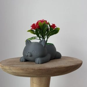 Decoratieve pot in de vorm van een poes om bloempotje in te plaatsen