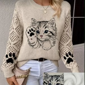 Gebreide trui kleur beige