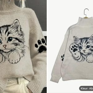 Modieuze damespullover met hoge hals en lange mouwen