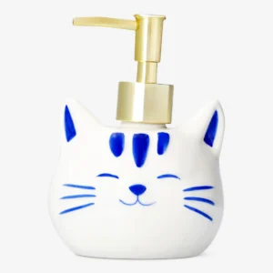 Kat zeepdispenser met gouden pomp